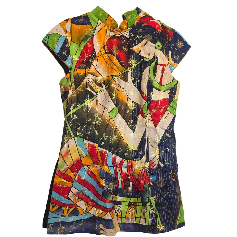 Xiuhetang Traditional Chinese Cheongsam Dress Asian Art Print Silk Blend‎ XXL